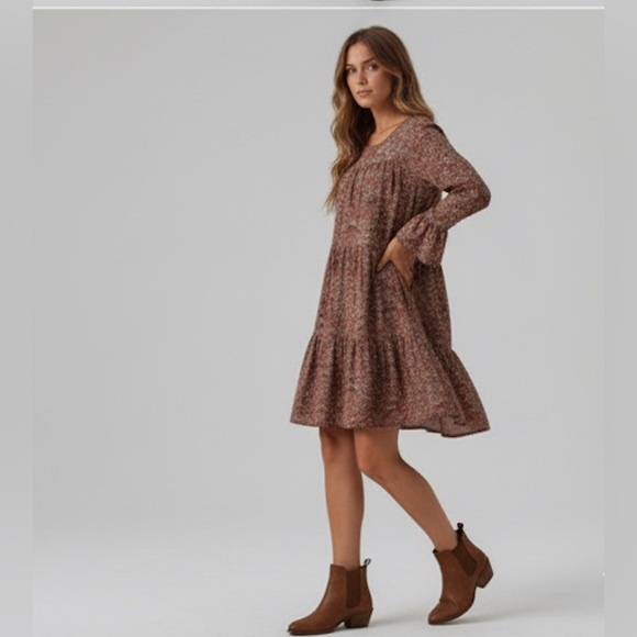 Boho Floral Flounce Sleeve Smock Dress - Picture 5 of 7